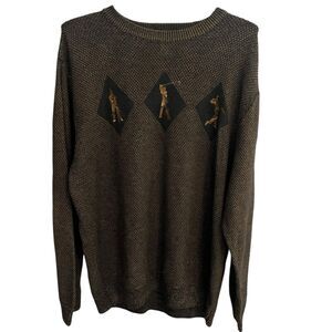 Cypress Links men's XL brown embroidered long sleeve golf sweater vtg